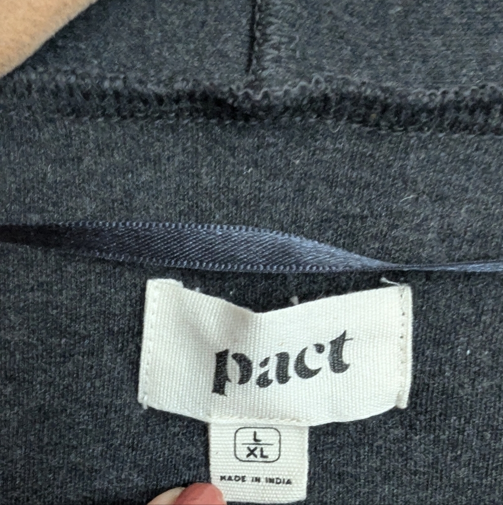 Pact 100% Organic Cotton Dark Gray Open Front Cardigan w/ Front Pockets Sz L/XL - Picture 4 of 10
